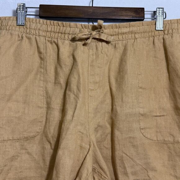 Garnet Hill 100% Linen Mustard Yellow Coastal Pull On 4" Inseam Shorts Womens 18 - Picture 3 of 7